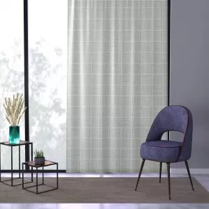 White & Sage Lines Sheer Window Curtain