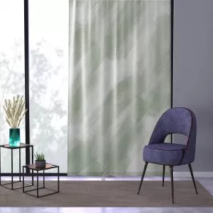 Sage & White Brush Strokes Sheer Window Curtain