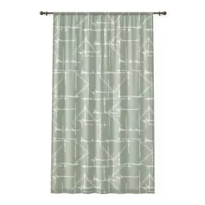 Sage & White Shibori Sheer Window Curtain