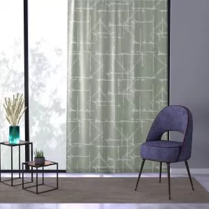 Sage & White Shibori Sheer Window Curtain
