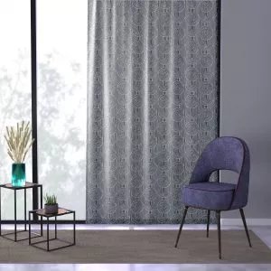 Midnight Blue & White Abstract Geometric Sheer Window Curtain