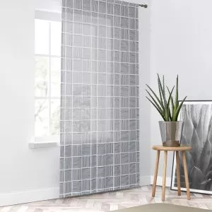 White & Midnight Lines Sheer Window Curtain – One Panel