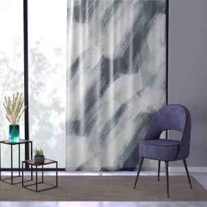 White & Midnight Brush Strokes Sheer Window Curtain