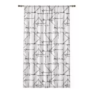 White & Gray Shibori Sheer Window Curtain