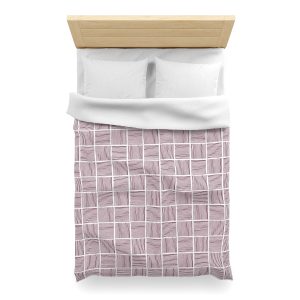 White & Cranberry Abstract Lines Microfiber Duvet Cover