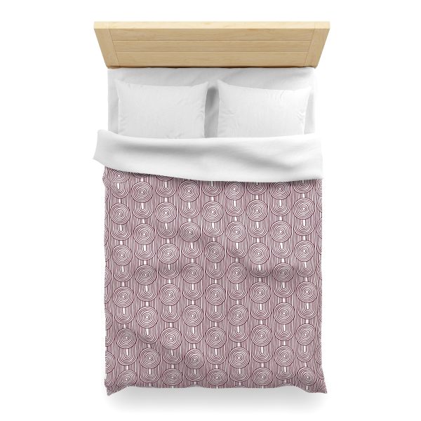 White & Cranberry Abstract Geometric Microfiber Duvet Cover