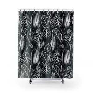 Black & White Leaves Shower Curtain
