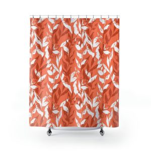 Coral Leaves Shower Curtain