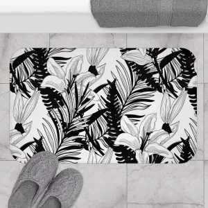 Black & White Lily Bath Mat