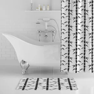 Black & White Bamboo Bath Mat
