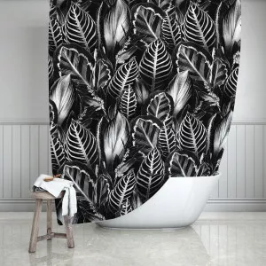 Black & White Leaves Shower Curtain