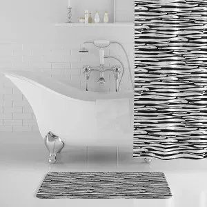 Black & White Paint Stripes Bath Mat
