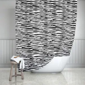 Black & White Paint Stripes Shower Curtain