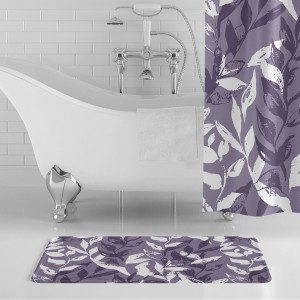 Purple Leaves Bath Mat
