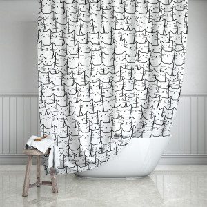 White Cats Shower Curtain