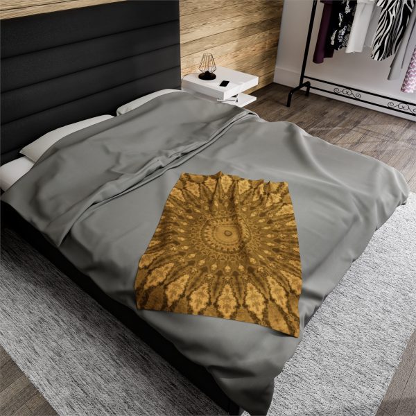 Golden Mandala Velveteen Plush Blanket