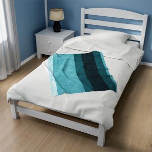 Aqua Stripes Velveteen Plush Blanket