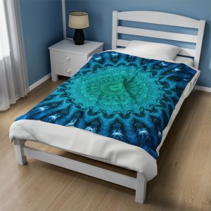 Aqua Mandala Velveteen Plush Blanket
