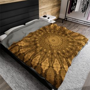 Golden Mandala Velveteen Plush Blanket