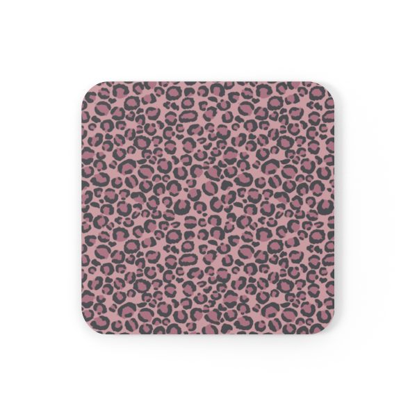Pink Leopard Print Corkwood Coaster Set