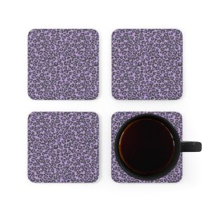 Purple Leopard Print Corkwood Coaster Set