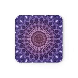 Violet Mandala Corkwood Coaster Set