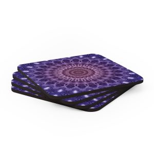 Violet Mandala Corkwood Coaster Set