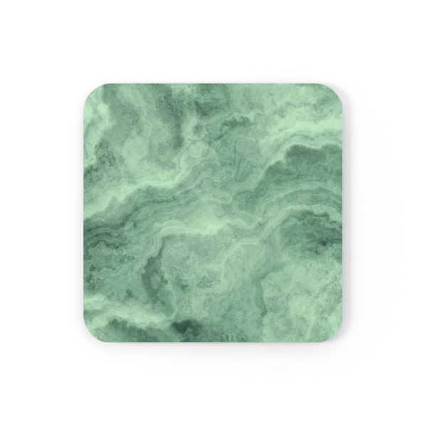 Green Marble Corkwood Coaster Set