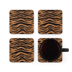 Bengal Tiger Print Corkwood Coaster Set