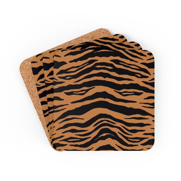 Bengal Tiger Print Corkwood Coaster Set
