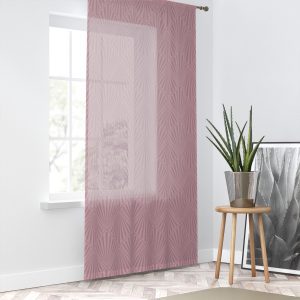 Pink Art Deco Sheer Window Curtain – One Panel