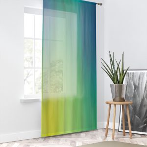 Blue, Green, Yellow Color Wash Sheer Window Curtain