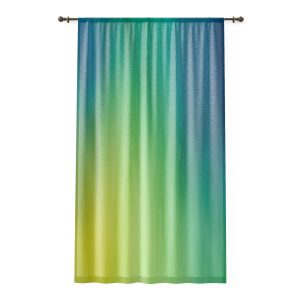 Blue & Yellow Color Wash Sheer Window Curtain