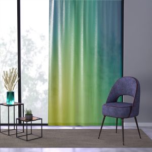 Blue & Yellow Color Wash Sheer Window Curtain