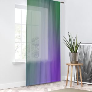 Purple & Green Color Wash Sheer Window Curtain