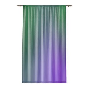 Purple & Green Color Wash Sheer Window Curtain