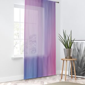 Blue & Pink Color Wash Sheer Window Curtain