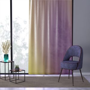 Purple & Yellow Color Wash Sheer Window Curtain