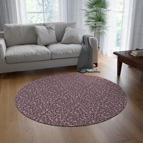 Pink Leopard Round Rug