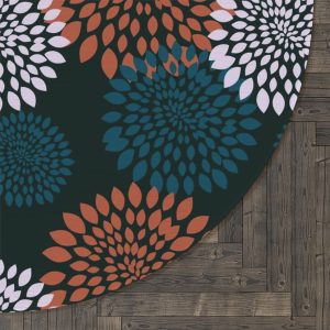 Teal & Terracotta Floral Round Rug