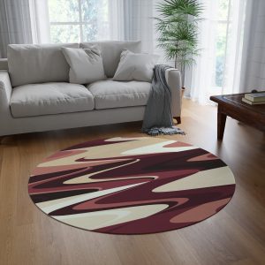Berries & Cream Abstract Waves Round Rug