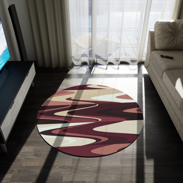 Berries & Cream Abstract Waves Round Rug