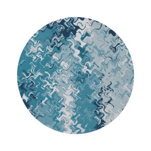 Aqua Blue Abstract Round Rug