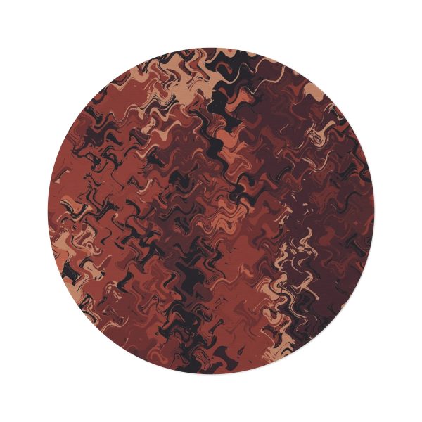 Firebrick Red Abstract Round Rug