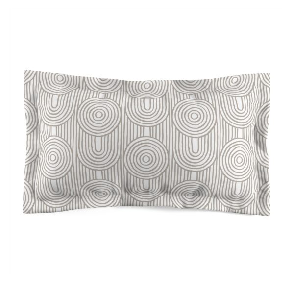White & Taupe Geometric Microfiber Pillow Sham