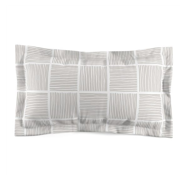 White & Taupe Lines Microfiber Pillow Sham