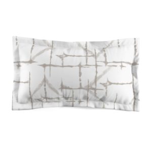 White & Taupe Shibori Microfiber Pillow Sham