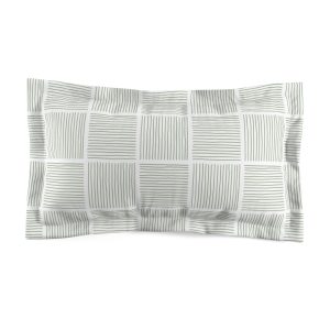 White & Sage Lines Microfiber Pillow Sham