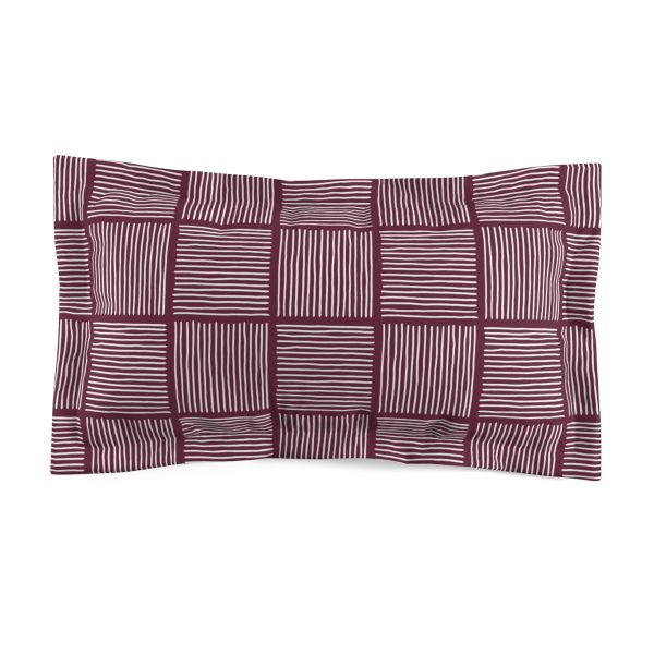 Cranberry & White Lines Microfiber Pillow Sham
