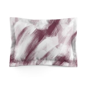 White & Cranberry Brush Stroke Microfiber Pillow Sham